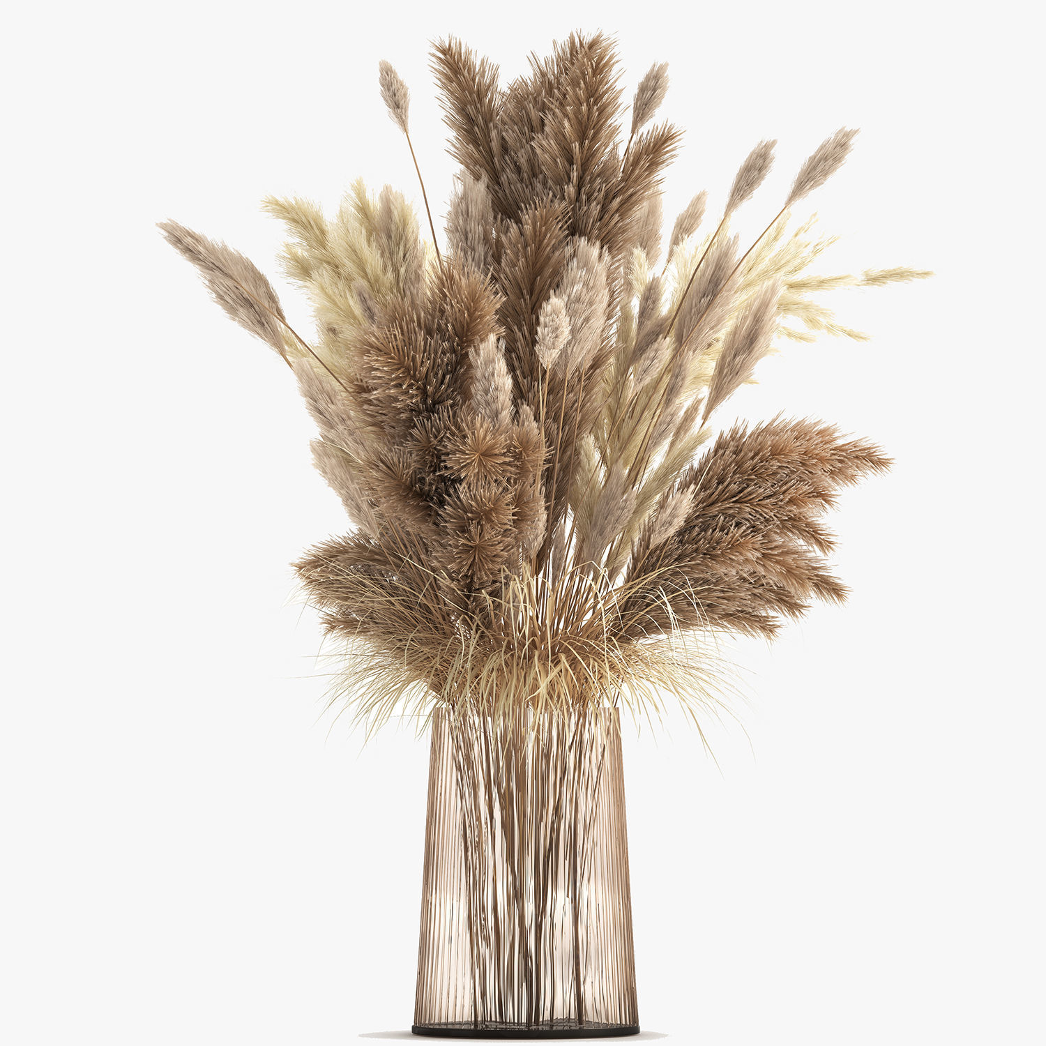 Bouquet of dried white reeds in a Vase 146 3D model_1