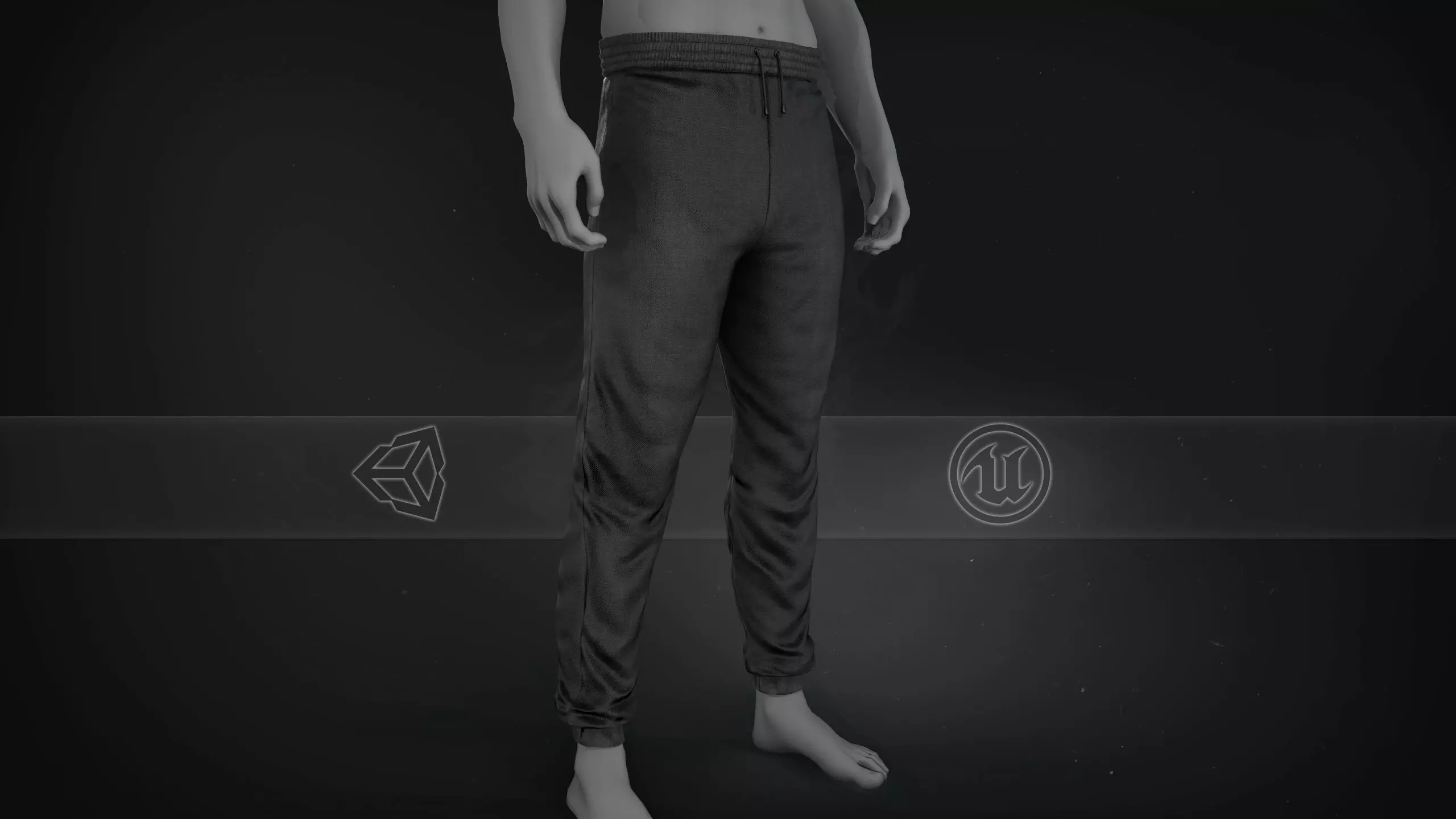 Black Stonewashed Jogger Pants Low-poly 3D model