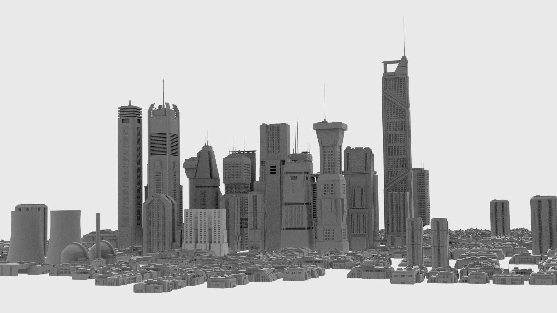 Sci-Fi CyberPunk Futuristic City 2 3D model_4