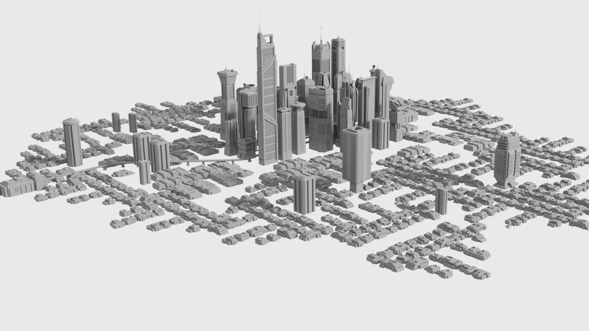 Sci-Fi CyberPunk Futuristic City 2 3D model_1