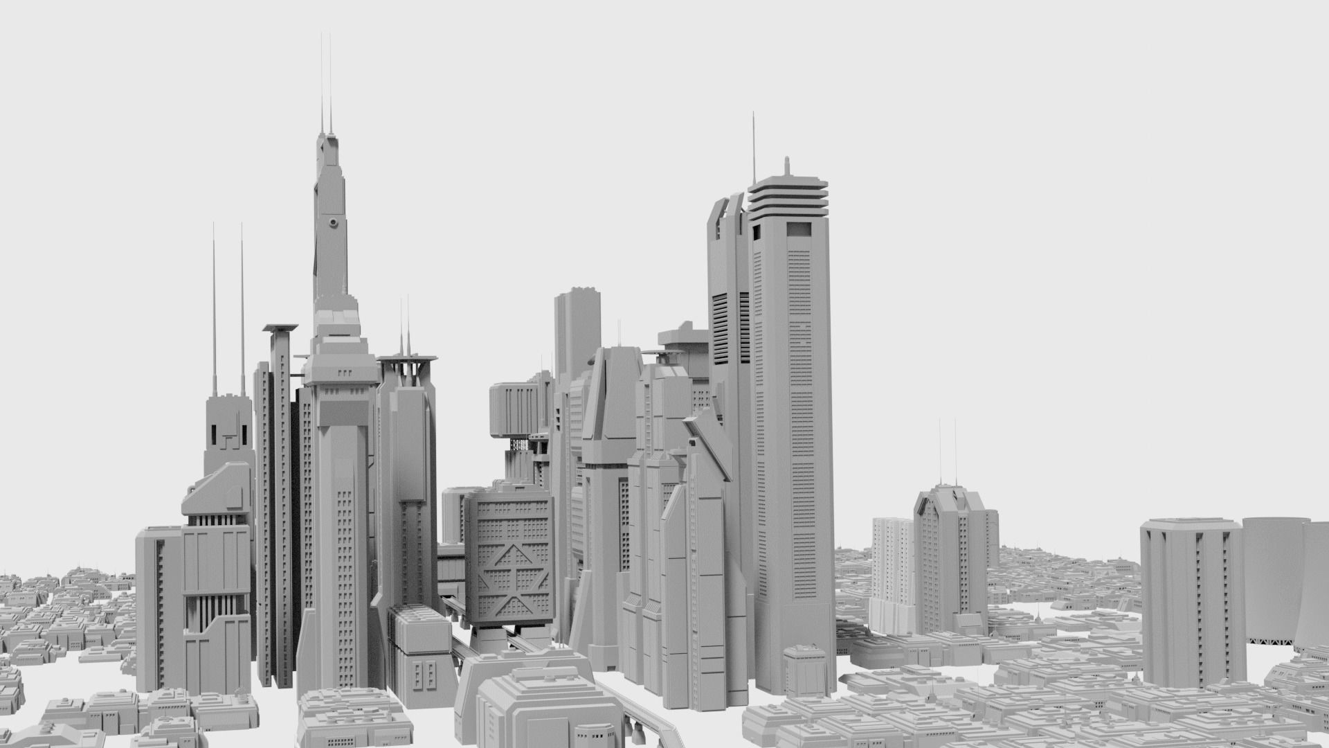 Sci-Fi CyberPunk Futuristic City 2 3D model_5