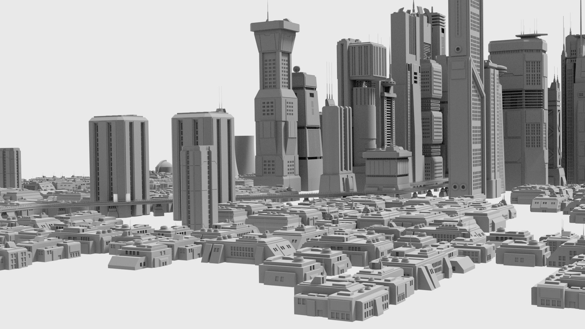 Sci-Fi CyberPunk Futuristic City 2 3D model_8