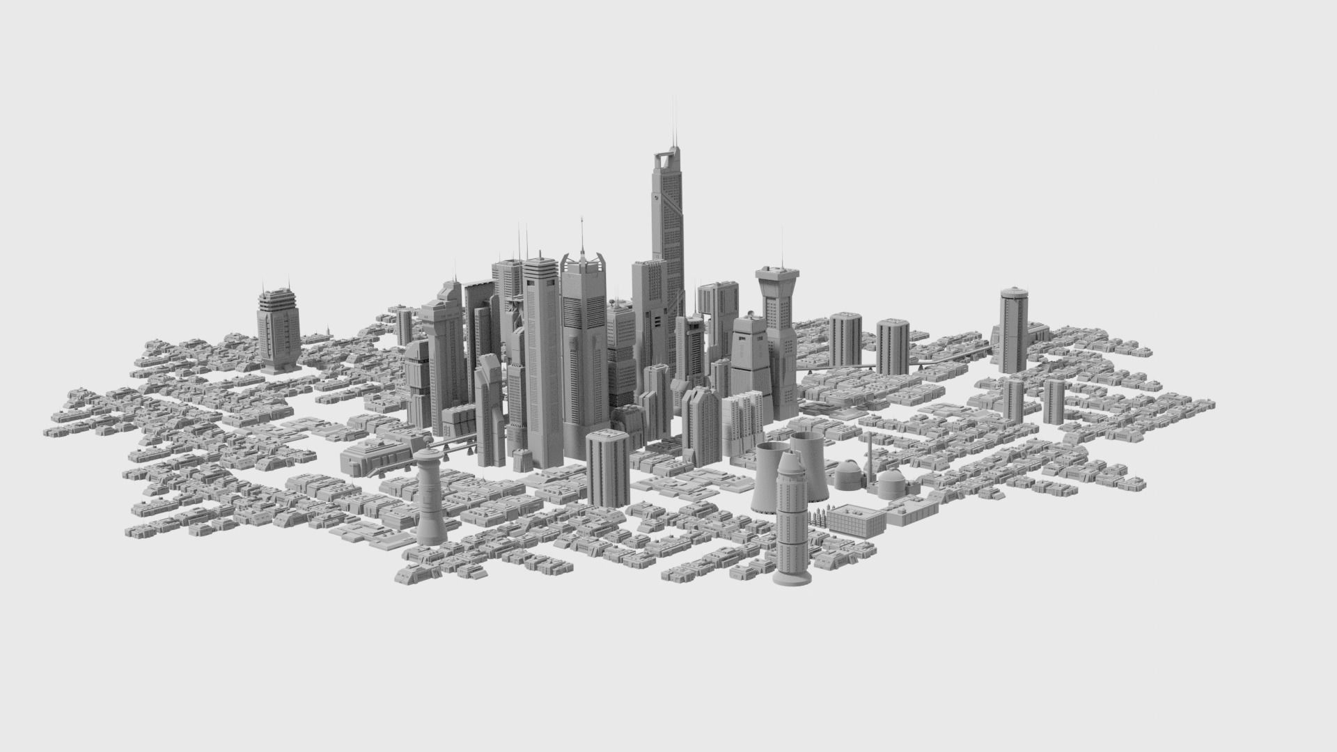 Sci-Fi CyberPunk Futuristic City 2 3D model_10