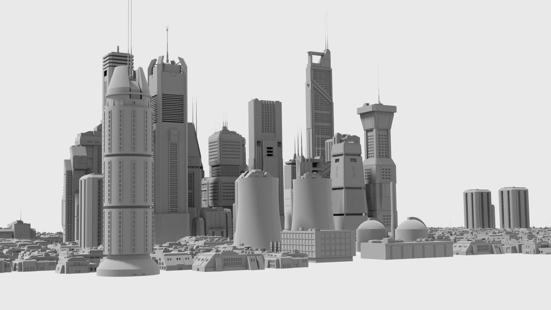 Sci-Fi CyberPunk Futuristic City 2 3D model_9