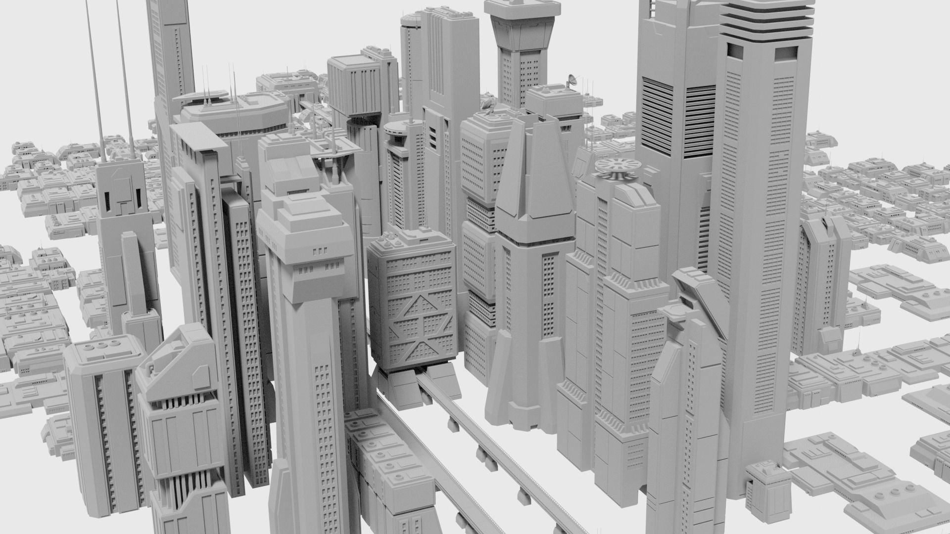 Sci-Fi CyberPunk Futuristic City 2 3D model_7