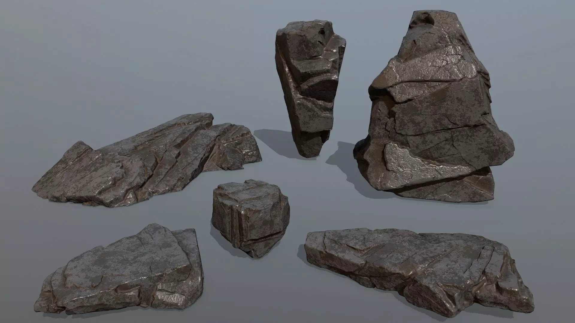 Rock Set piece of Low-poly 3D model_0
