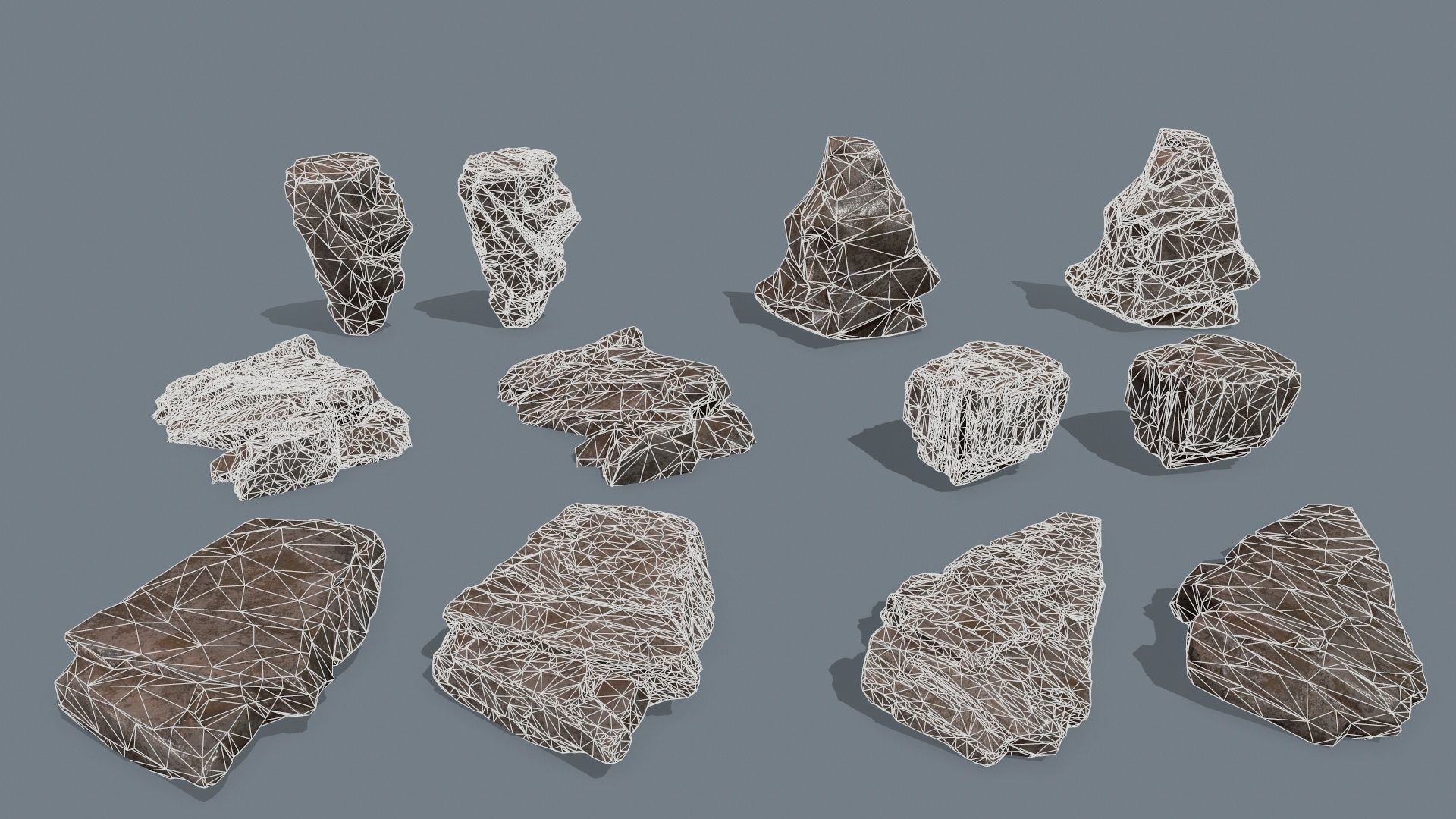 Rock Set piece of Low-poly 3D model_3