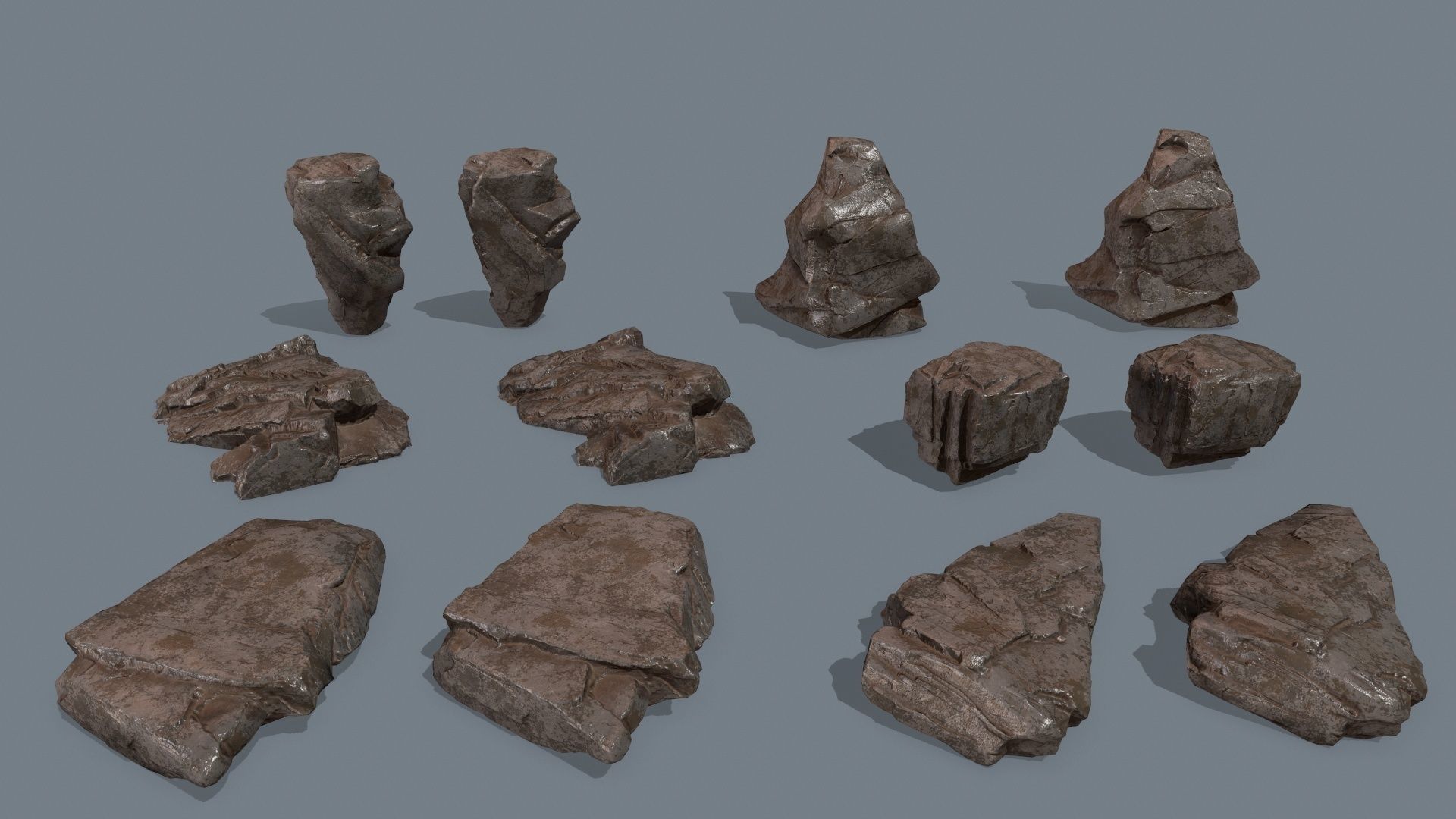 Rock Set piece of Low-poly 3D model_2