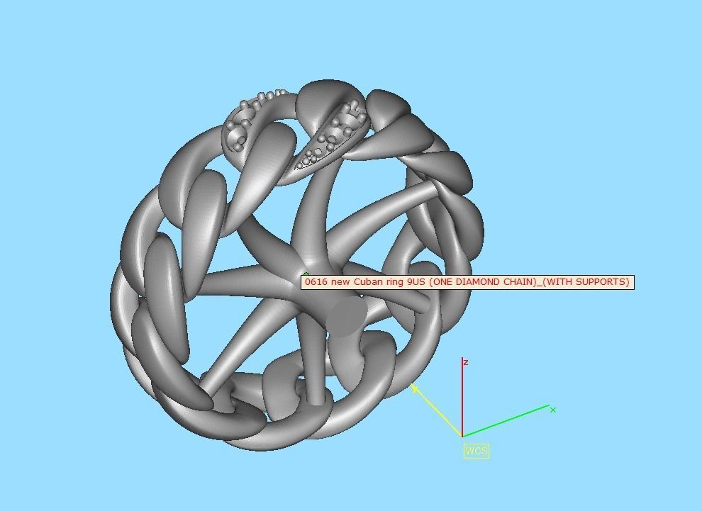 DIAMOND CUBAN LINK RING Chain Ring  9US Size 3dmodel 3D print model_17