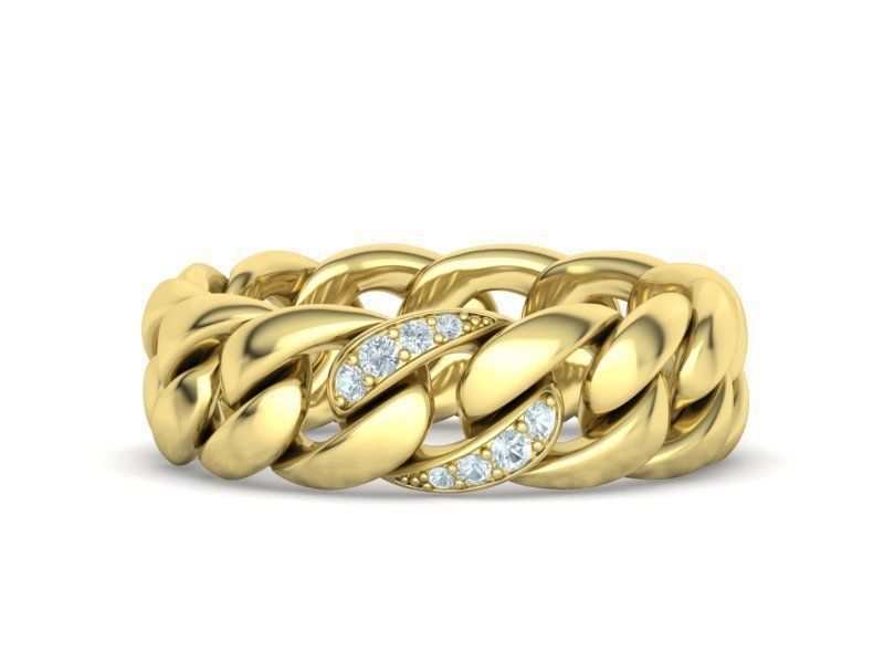 DIAMOND CUBAN LINK RING Chain Ring  9US Size 3dmodel 3D print model_4