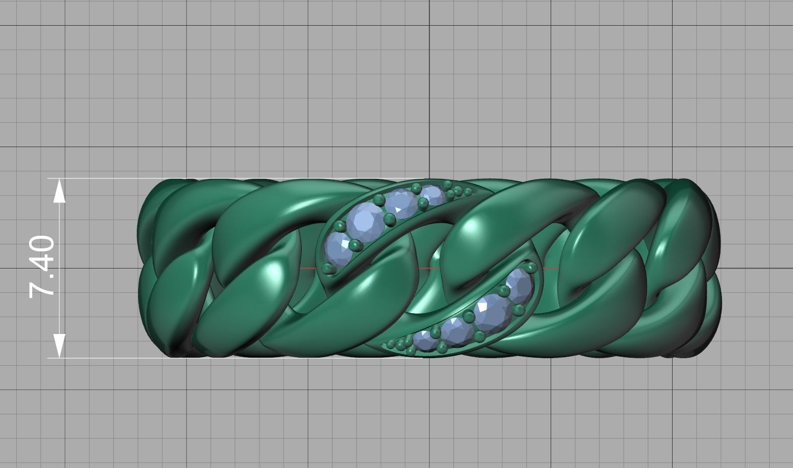 DIAMOND CUBAN LINK RING Chain Ring  9US Size 3dmodel 3D print model_18