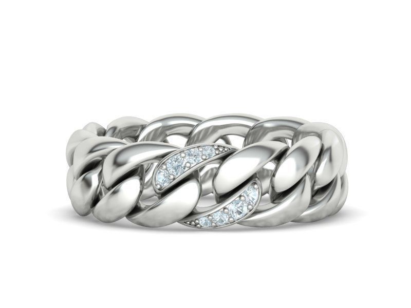 DIAMOND CUBAN LINK RING Chain Ring  9US Size 3dmodel 3D print model_3