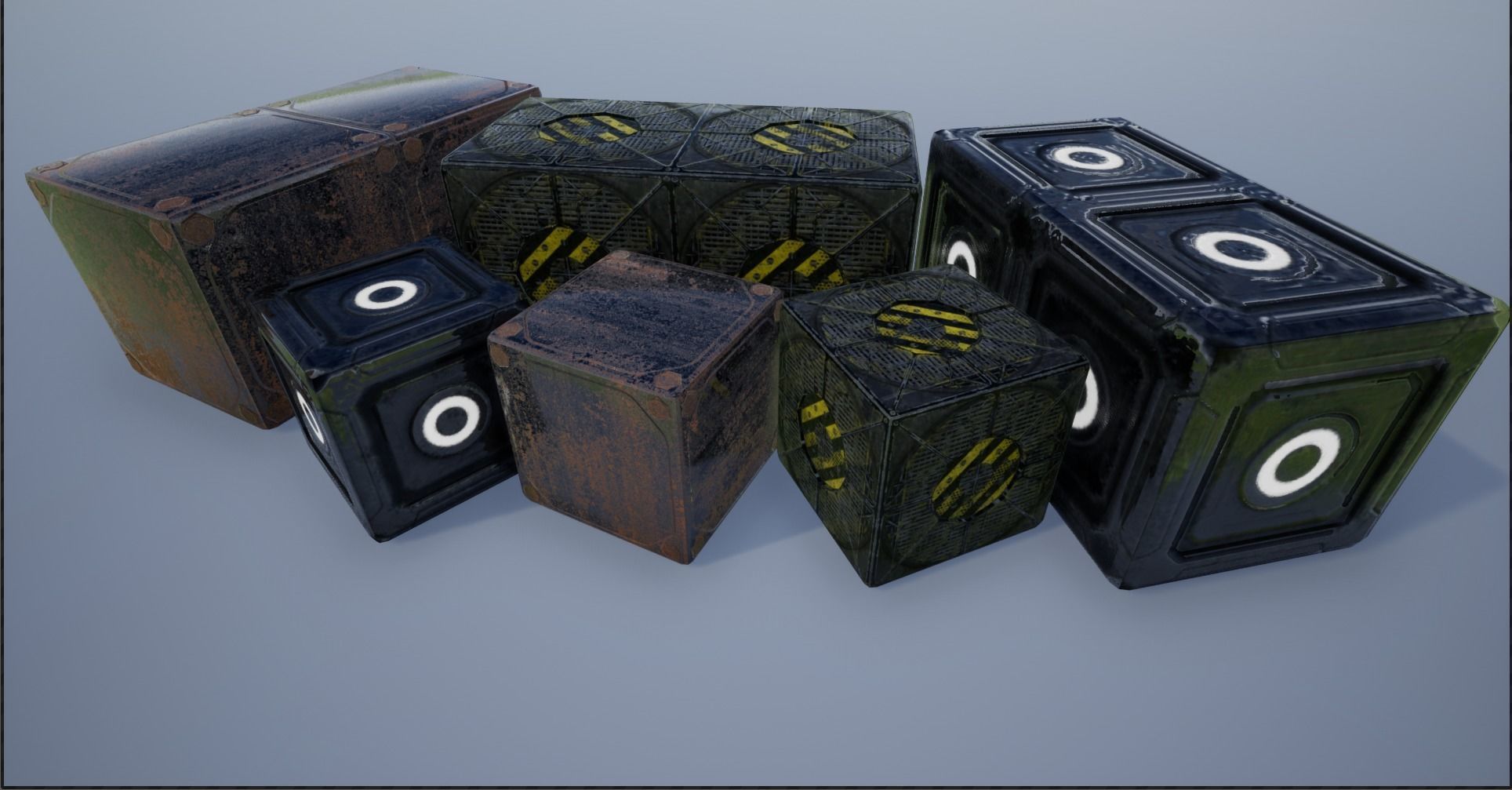 Lowpoly sci-fi Metal Crates and Containers 3 Low-poly 3D model_1