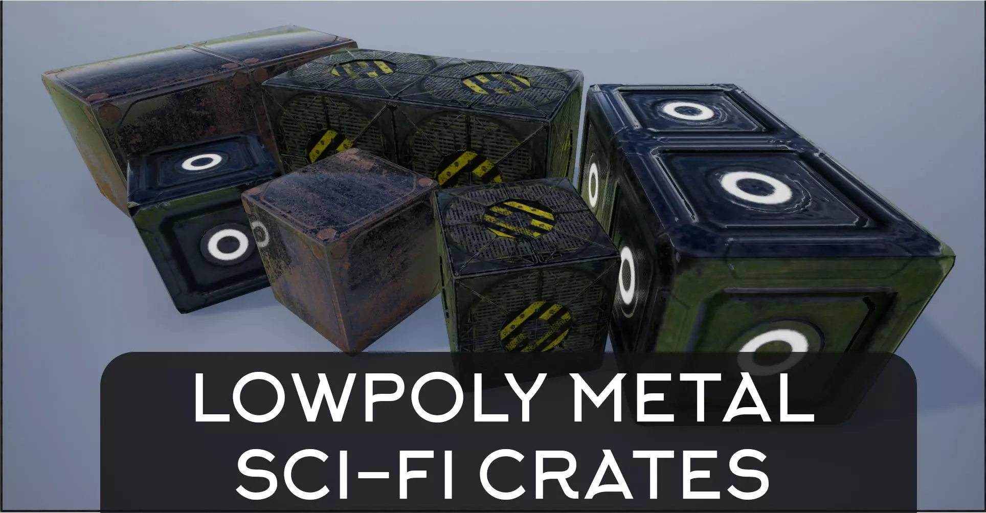 Lowpoly sci-fi Metal Crates and Containers 3 Low-poly 3D model_0