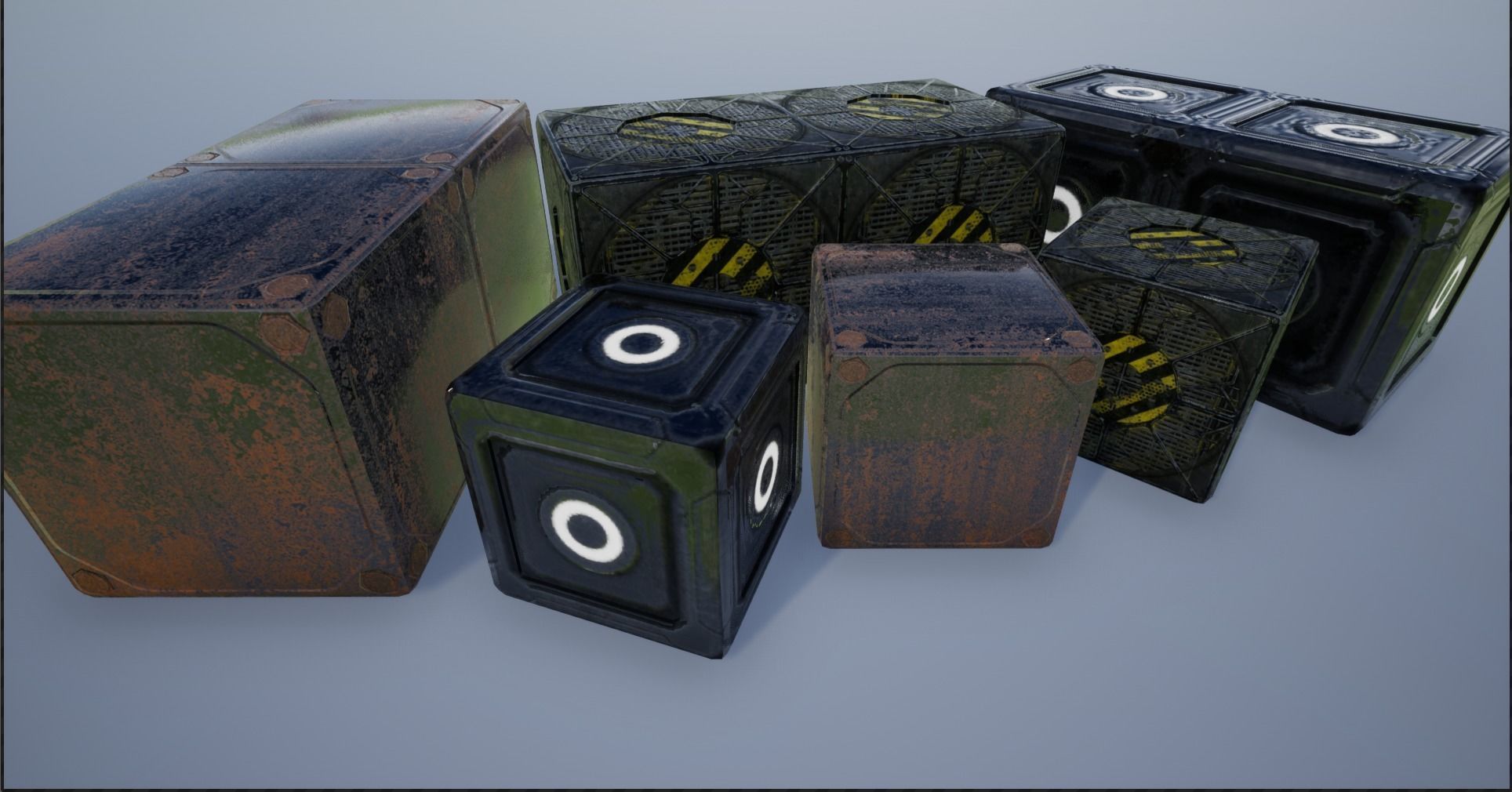 Lowpoly sci-fi Metal Crates and Containers 3 Low-poly 3D model_2