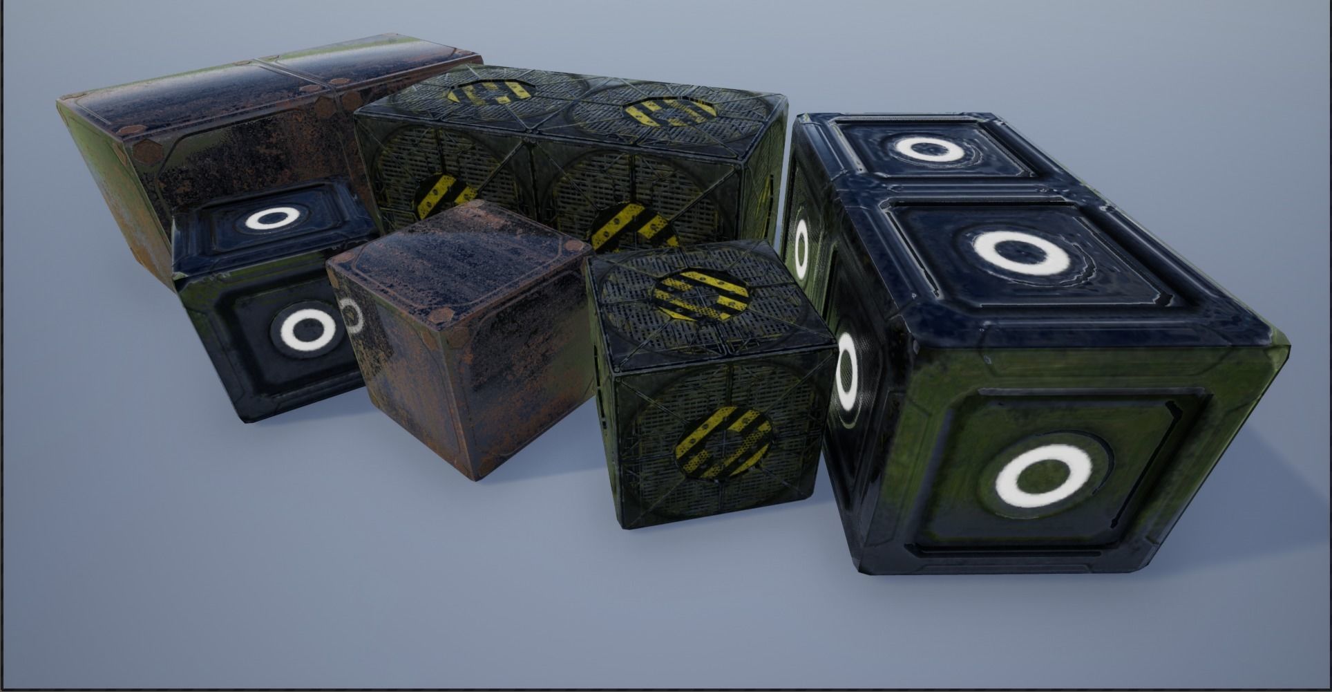 Lowpoly sci-fi Metal Crates and Containers 3 Low-poly 3D model_3