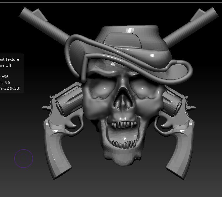 pendant skull with two guns 3D print model_7
