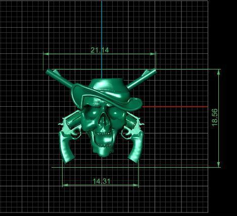 pendant skull with two guns 3D print model_40