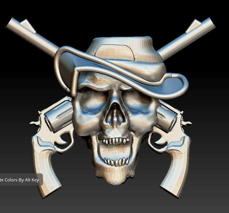 pendant skull with two guns 3D print model_37