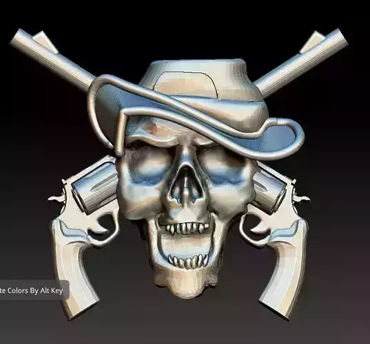 pendant skull with two guns