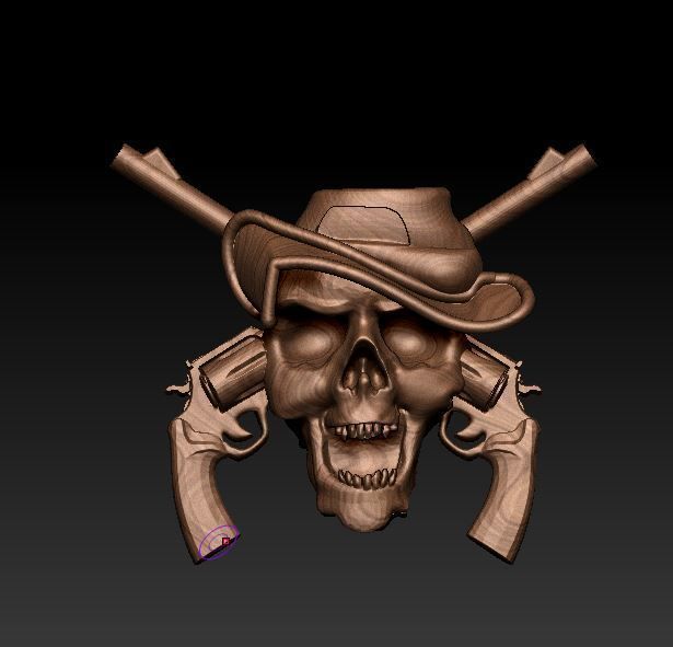 pendant skull with two guns 3D print model_41