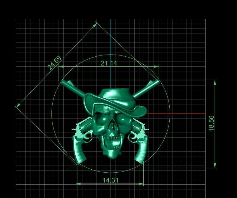 pendant skull with two guns 3D print model_39