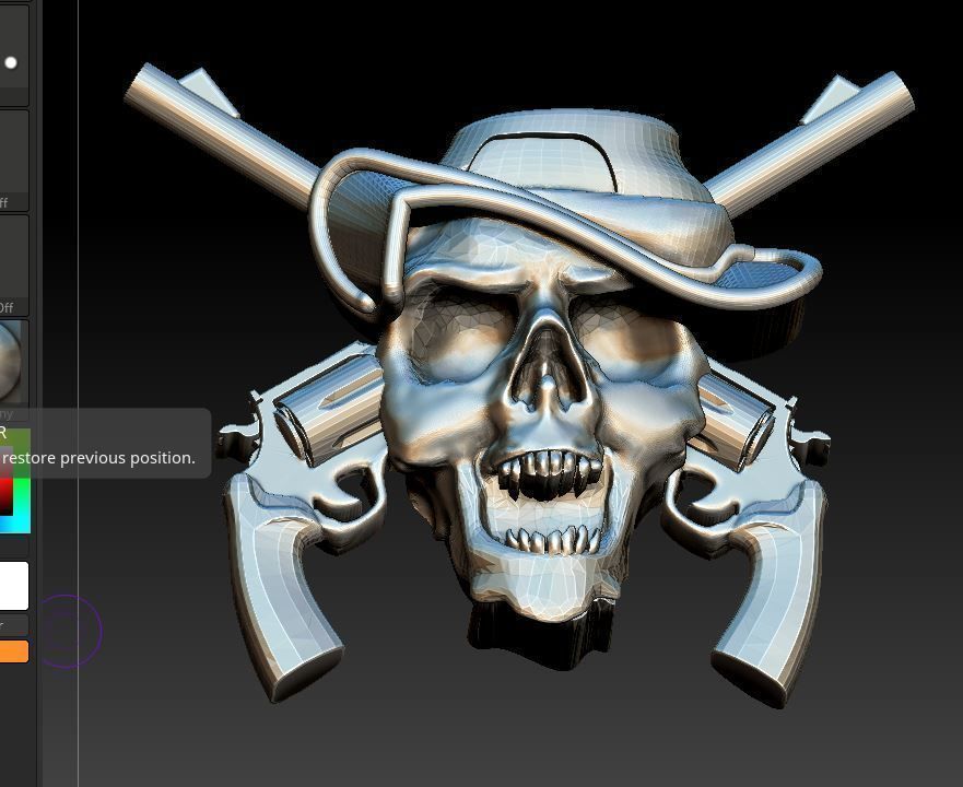 pendant skull with two guns 3D print model_18
