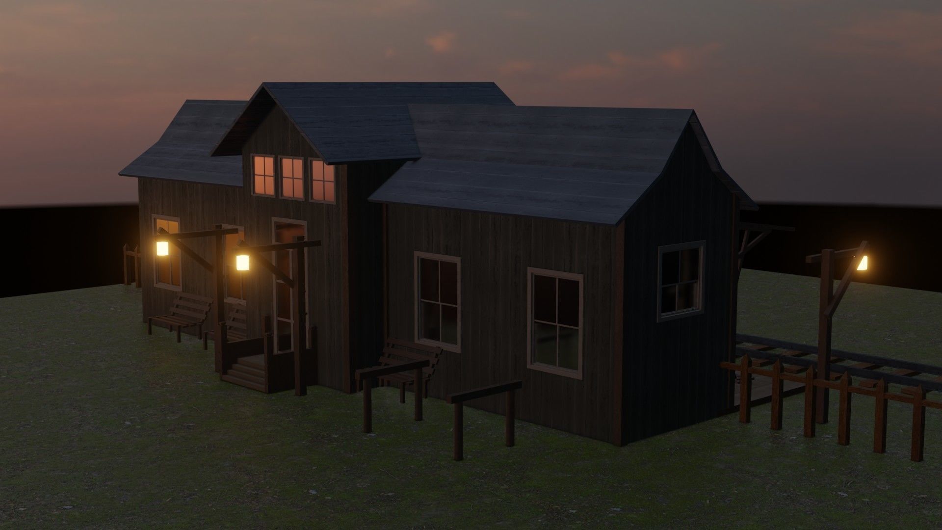 Train Station - Far West - Low Poly Low-poly 3D model_6
