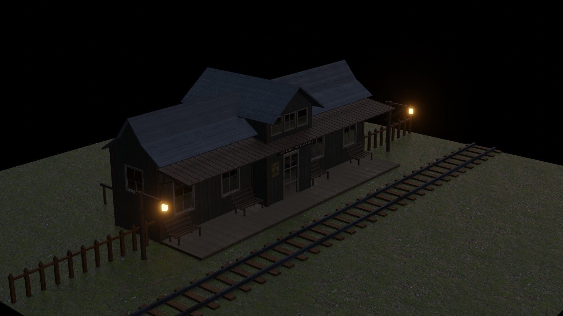Train Station - Far West - Low Poly Low-poly 3D model_5