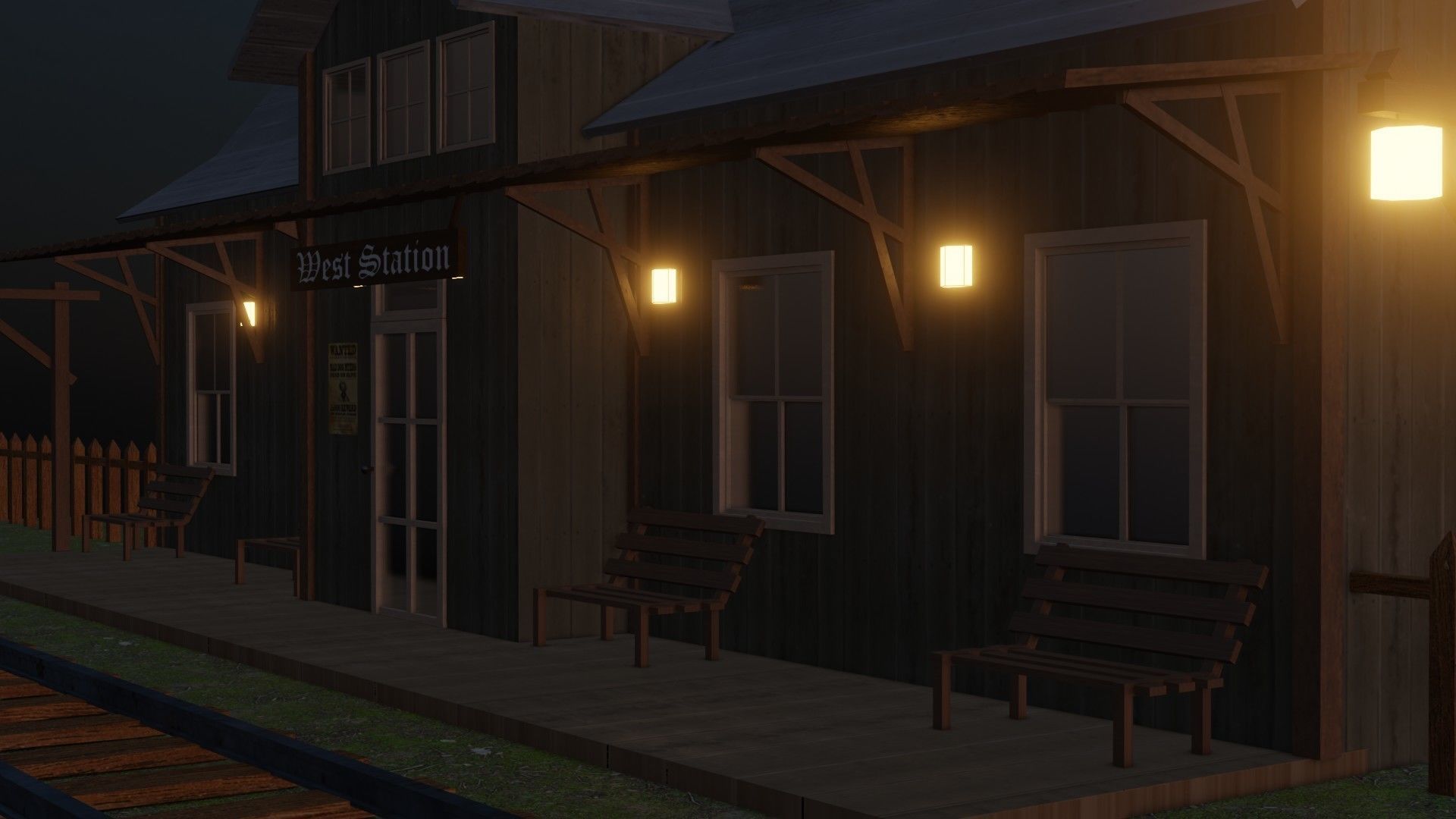 Train Station - Far West - Low Poly Low-poly 3D model_3