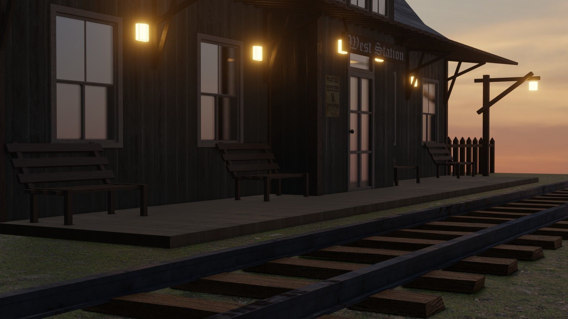 Train Station - Far West - Low Poly Low-poly 3D model_8