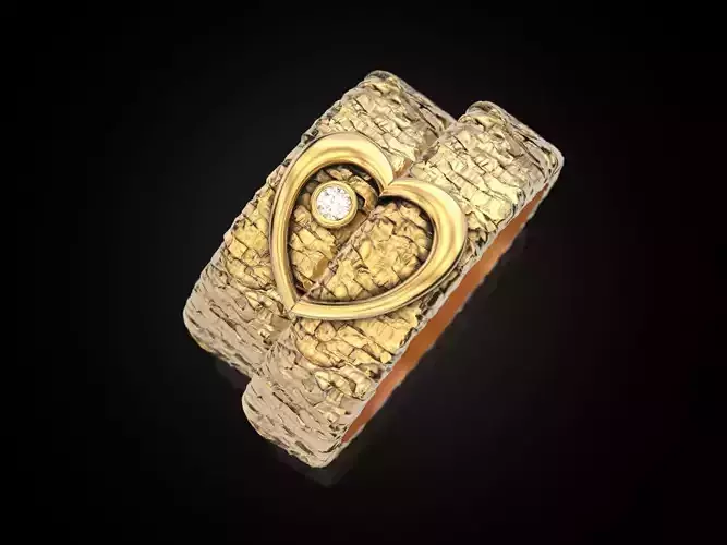 Wedding ring One heart for two 3D print model