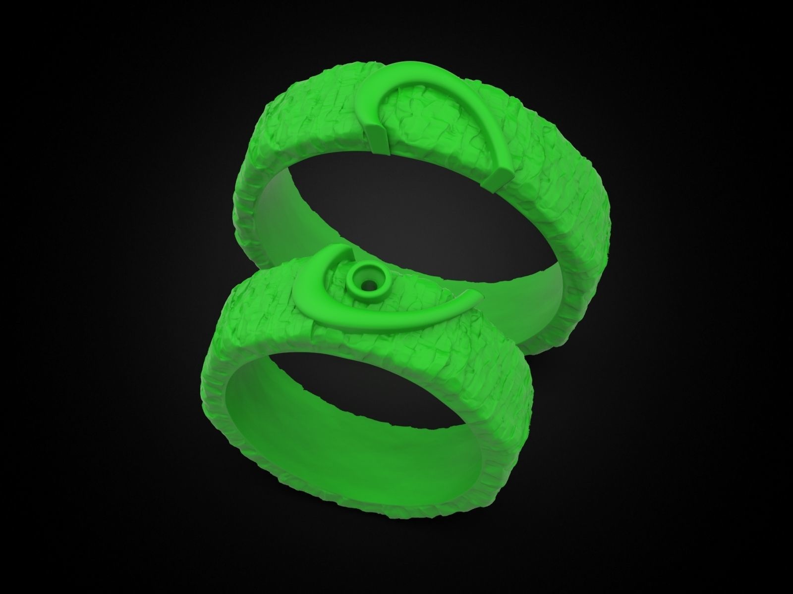 Wedding ring One heart for two 3D print model_7