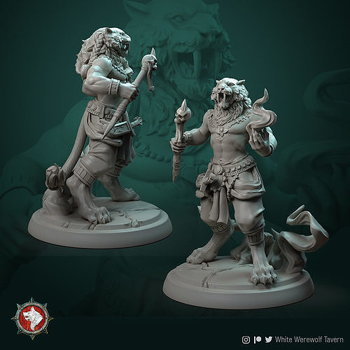 Tabaxi leonin mage 32mm 32mm pre-supported 3D print model