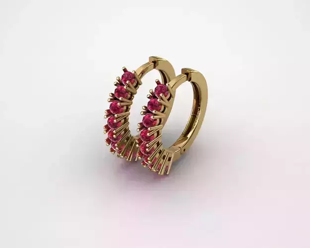 earrings gold hoop earring with ruby stones