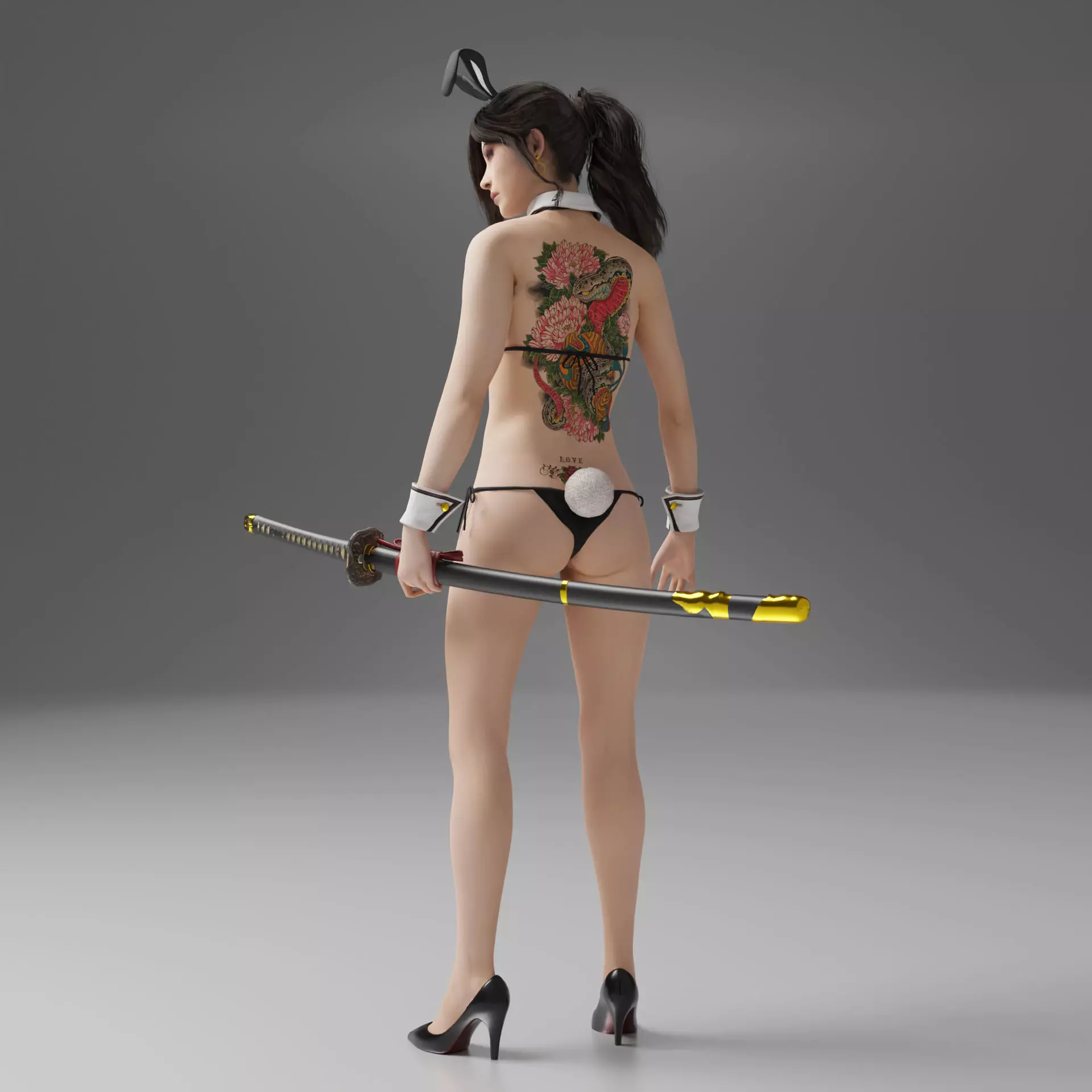 Asian Bunny Striper Girl 3D model