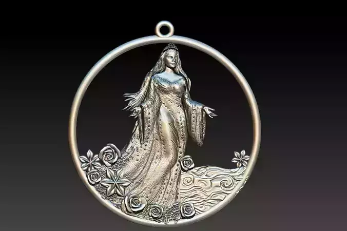 Iemanja 3d Print Model pendant with woman in it 3D print model