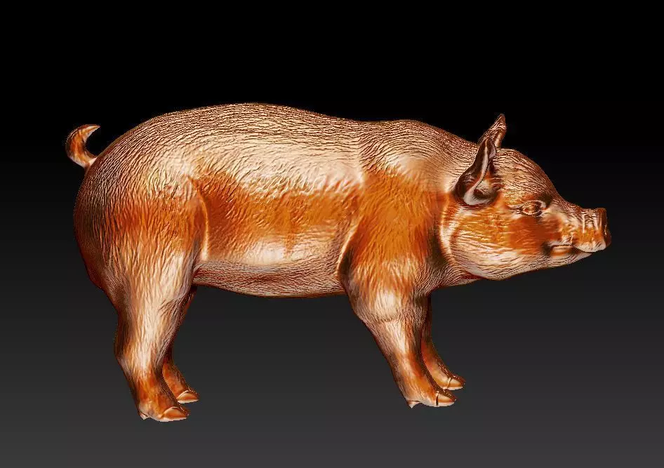 Pig Sculpture 3D print model 3D print model_0