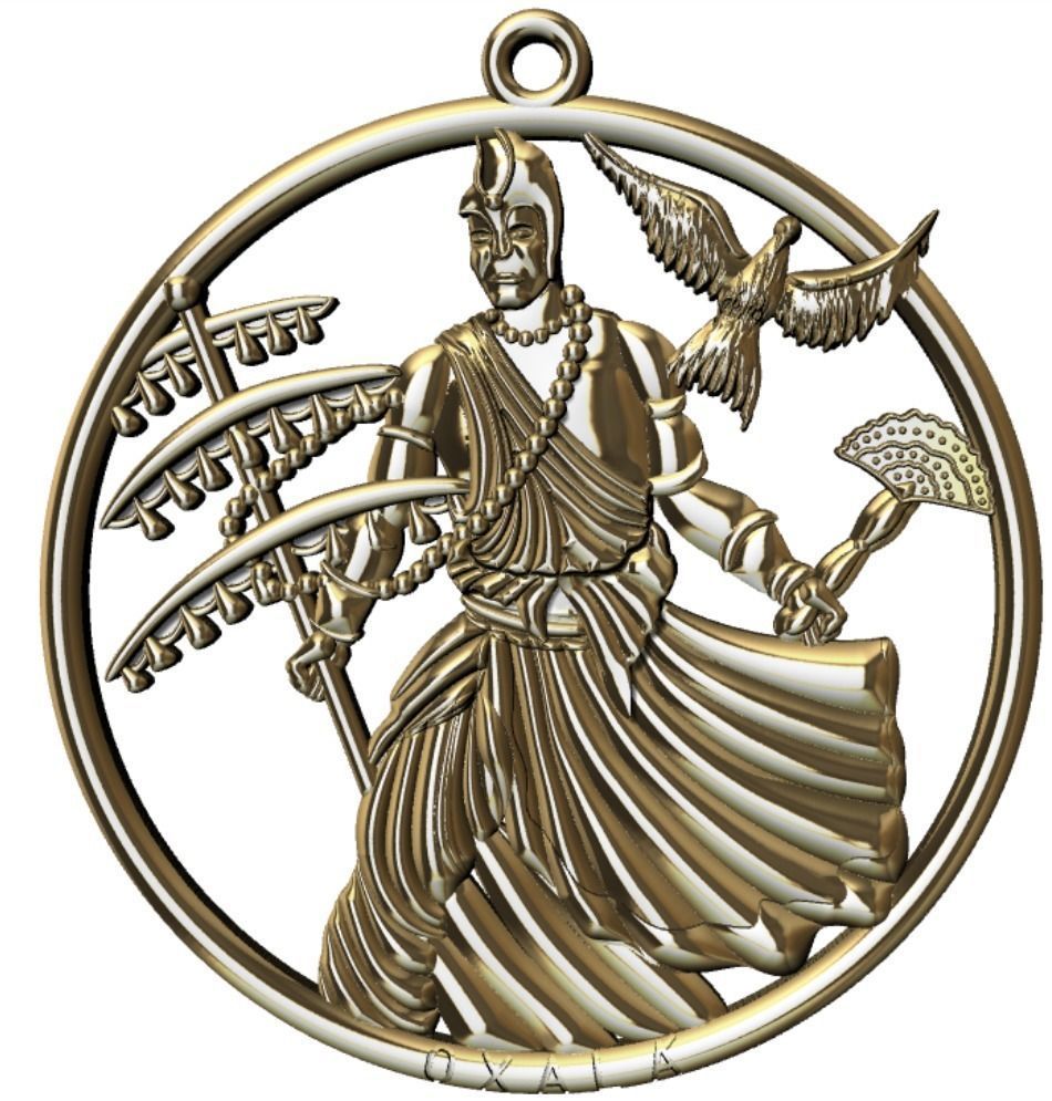 Oxala 3D Print Model pendant with woman holding bird 3D print model_14