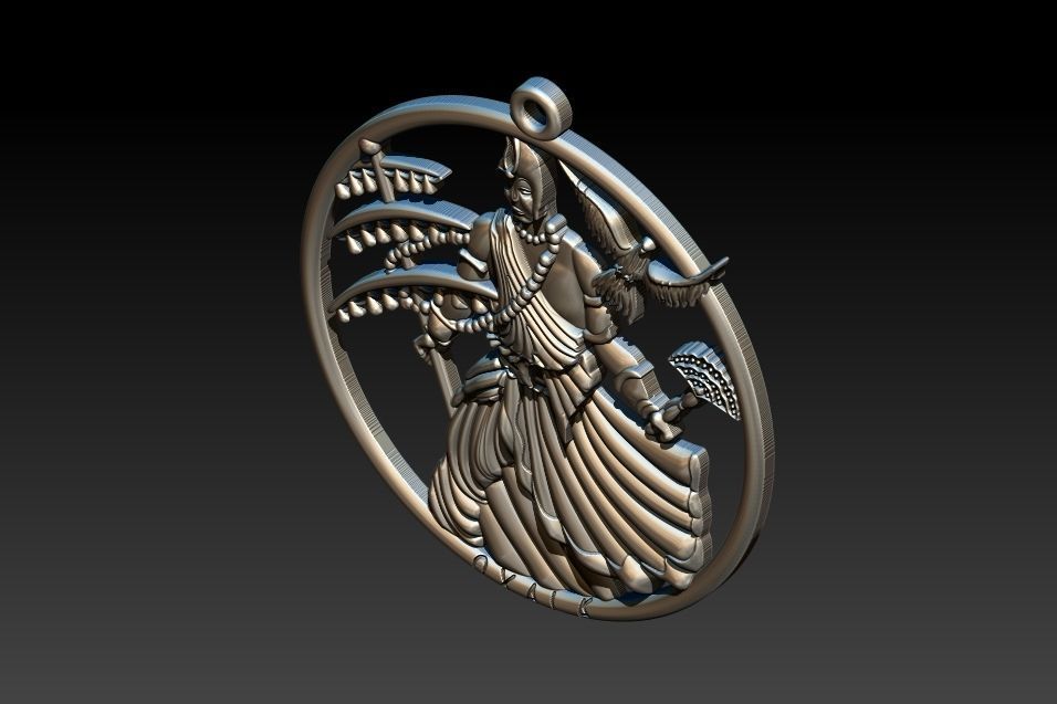 Oxala 3D Print Model pendant with woman holding bird 3D print model_4