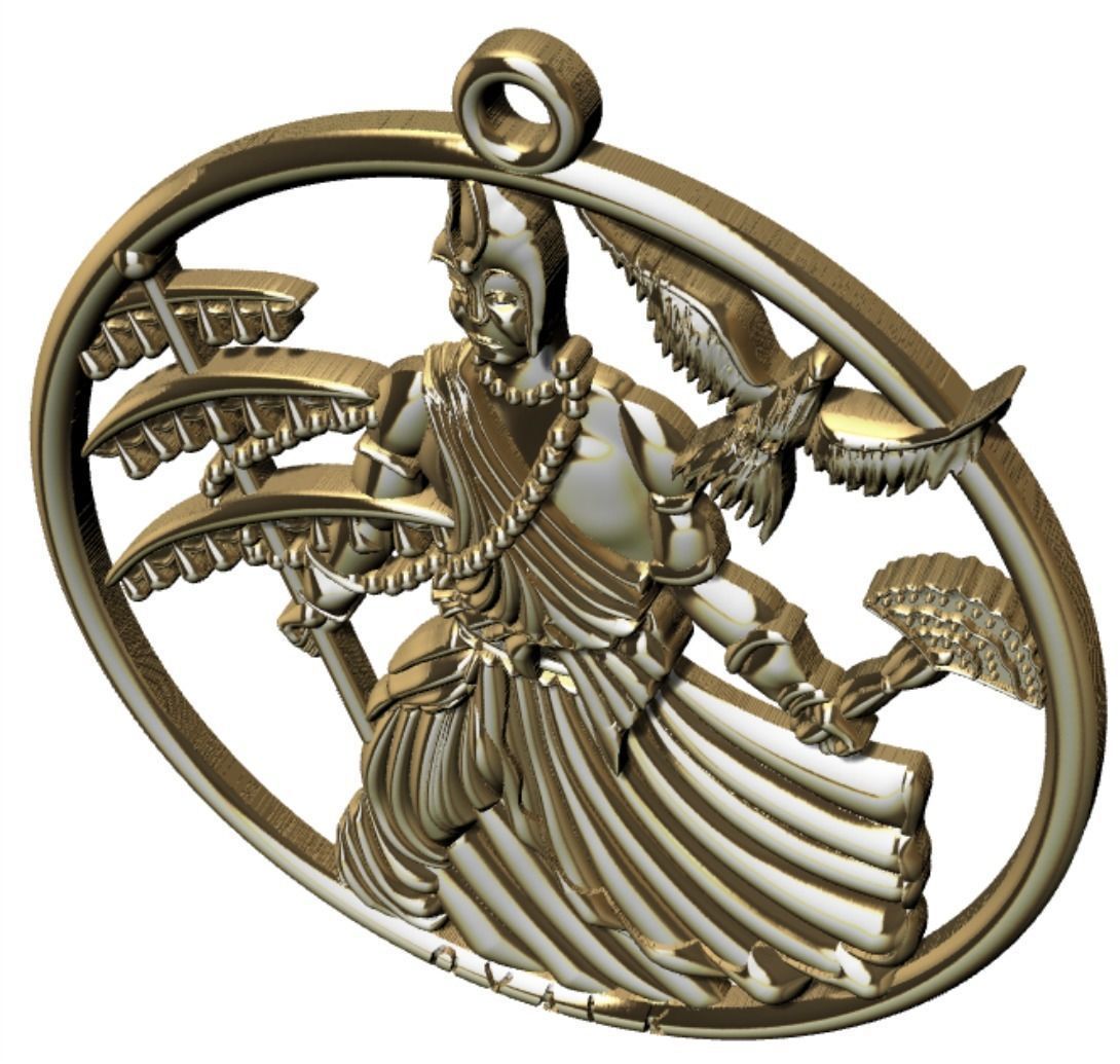 Oxala 3D Print Model pendant with woman holding bird 3D print model_19