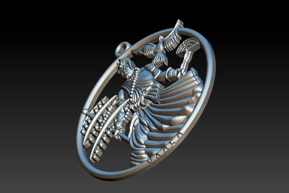 Oxala 3D Print Model pendant with woman holding bird 3D print model_11