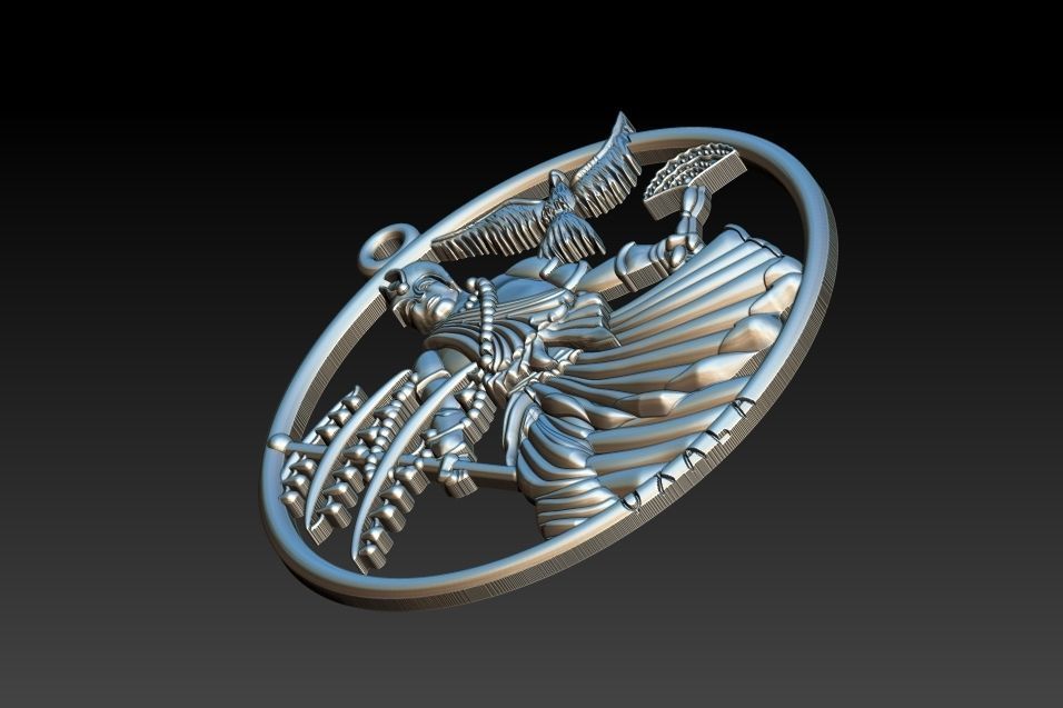 Oxala 3D Print Model pendant with woman holding bird 3D print model_10