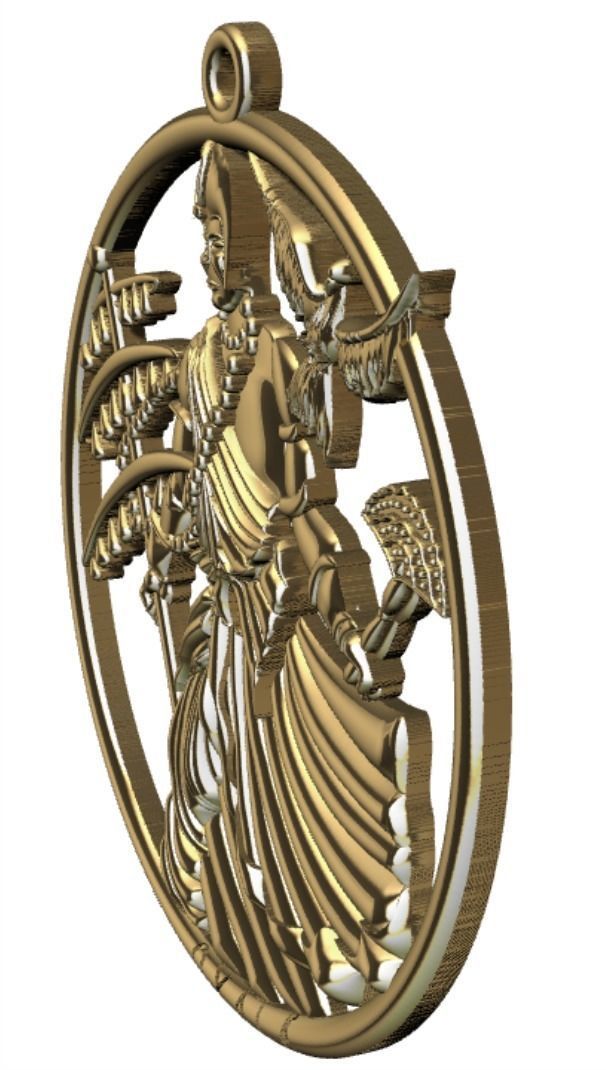 Oxala 3D Print Model pendant with woman holding bird 3D print model_16