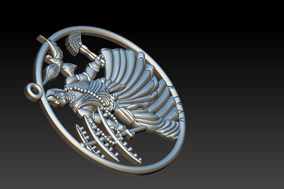 Oxala 3D Print Model pendant with woman holding bird 3D print model_8