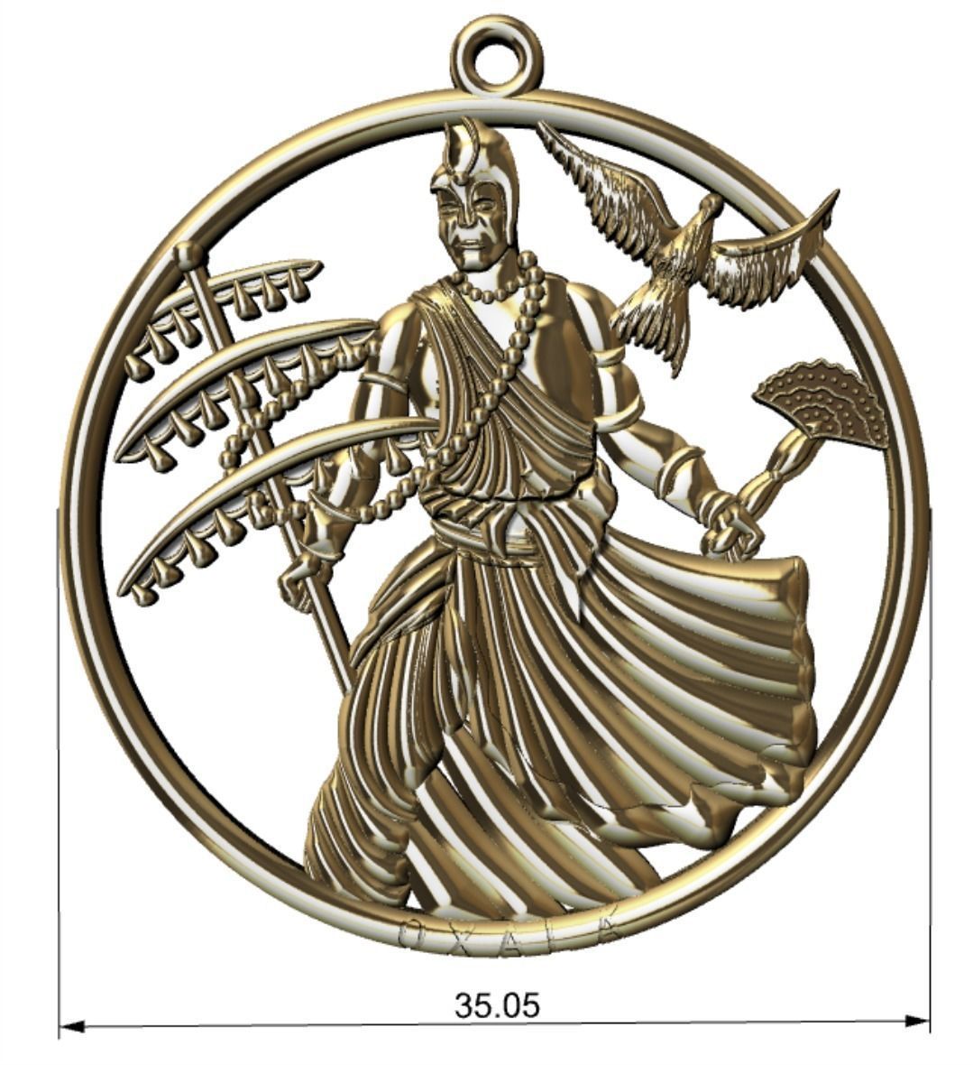 Oxala 3D Print Model pendant with woman holding bird 3D print model_7