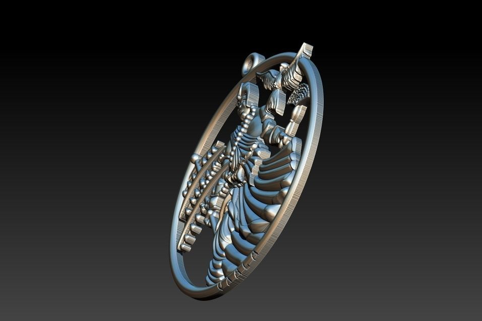 Oxala 3D Print Model pendant with woman holding bird 3D print model_6