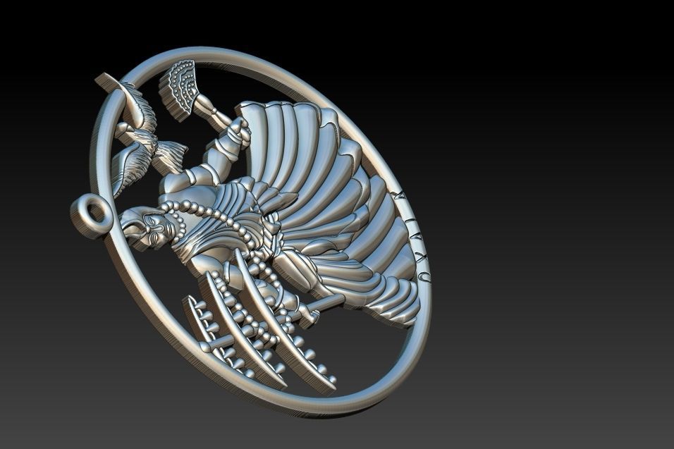 Oxala 3D Print Model pendant with woman holding bird 3D print model_9
