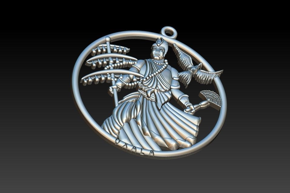 Oxala 3D Print Model pendant with woman holding bird 3D print model_2