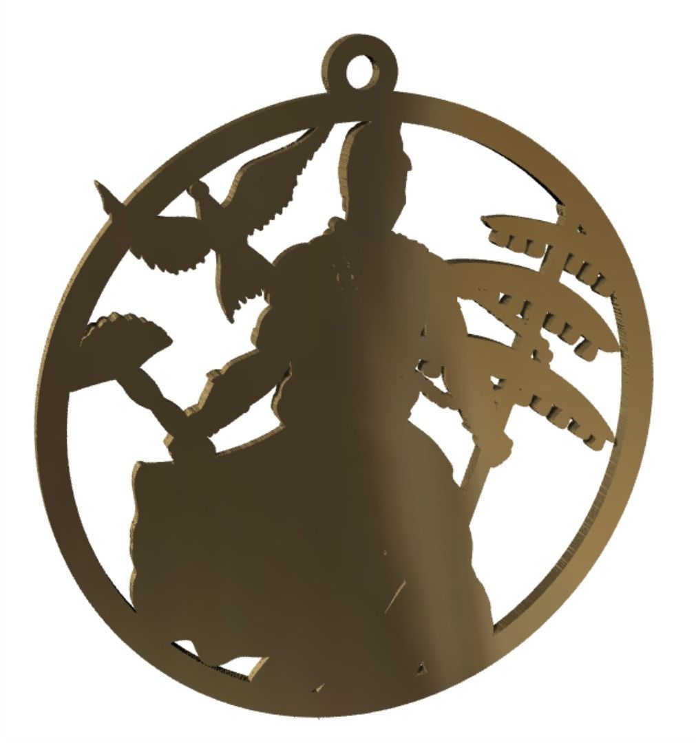 Oxala 3D Print Model pendant with woman holding bird 3D print model_17